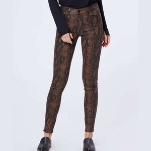 PAIGE Hoxton Ultra‎ Skinny Snake Print Jeans in Coated Stretch Denim